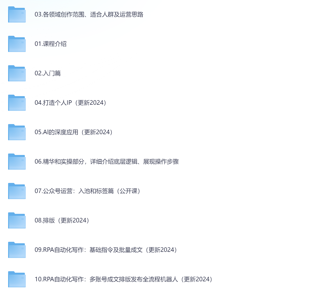 AI+自媒体+RPA变现训练营，写作变现+AI使用+SEO+多平台运营+RPA自动化 共2.9G