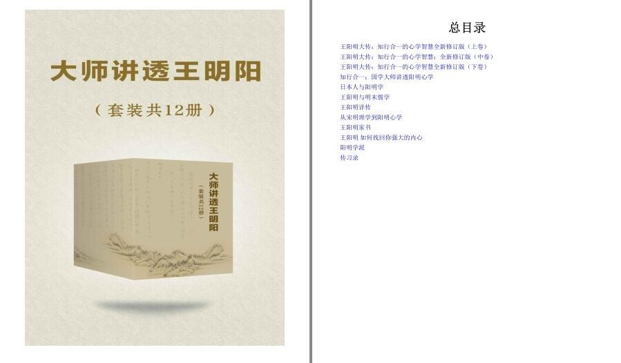 《大师讲透王阳明》套装共12册 传奇人生 知行合一 精妙智慧  [pdf.epub]