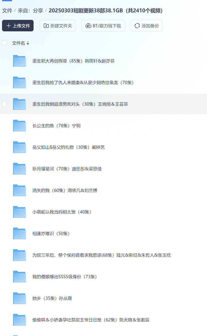 【短剧】20250303短剧更新38部38.1GB（共2410个视频）