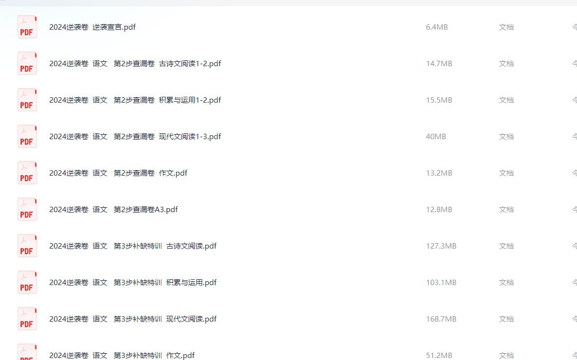 《万唯中考逆袭卷》2024 年中学生中考学习试卷 [pdf] [4.4GB]