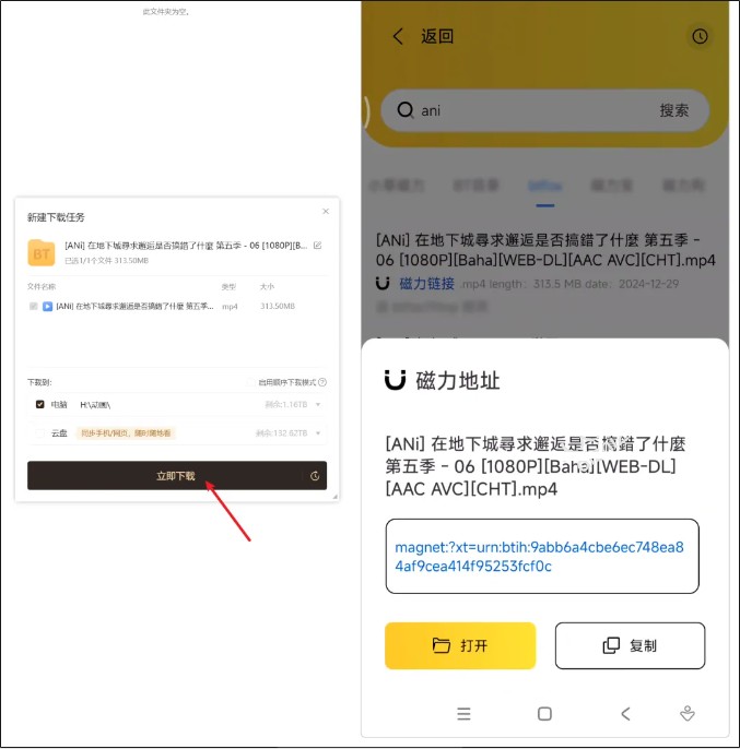 闪电磁力V1.1.5 安卓版   [17.5M]（超强磁力搜索工具 电影/音乐/纪录片一网打尽)