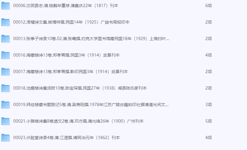 流失国外约克大学图书馆藏诗词文集、经史子集、杂记、奇闻等汉籍【8GB；312册】