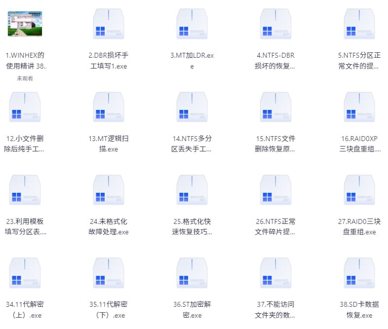 雨荷winhex数据恢复教程(第一季)1-63集高清完整版1.25G