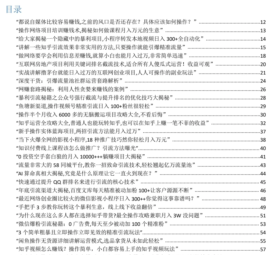 2025年450个搞钱野路子项目解析(23.8M)