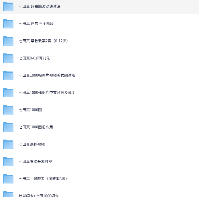 七田真右脑开发教案全脑潜能早教课件资料内部课程【15.9GB】