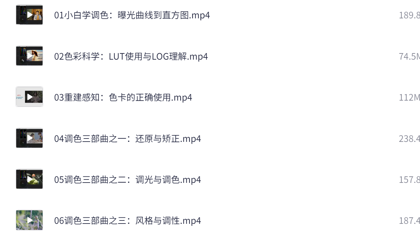 虚空光影《超实用的高效视频调色方法课程》+1.6GB