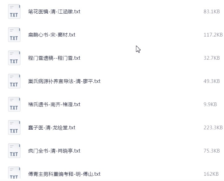 中国古代医学藏书-TXT共869部【186.3MB】