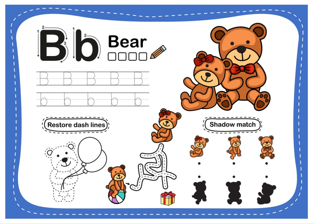 幼儿英语启蒙国外原版26个大小写字母卡通词汇插图（连线控笔）描红作业纸【22.1MB】