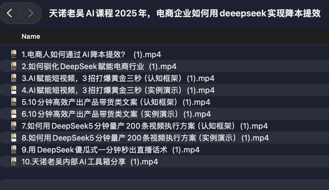 天诺老吴AI课程2025年,电商企业如何用deeepseek实现降本提效【172.3MB】