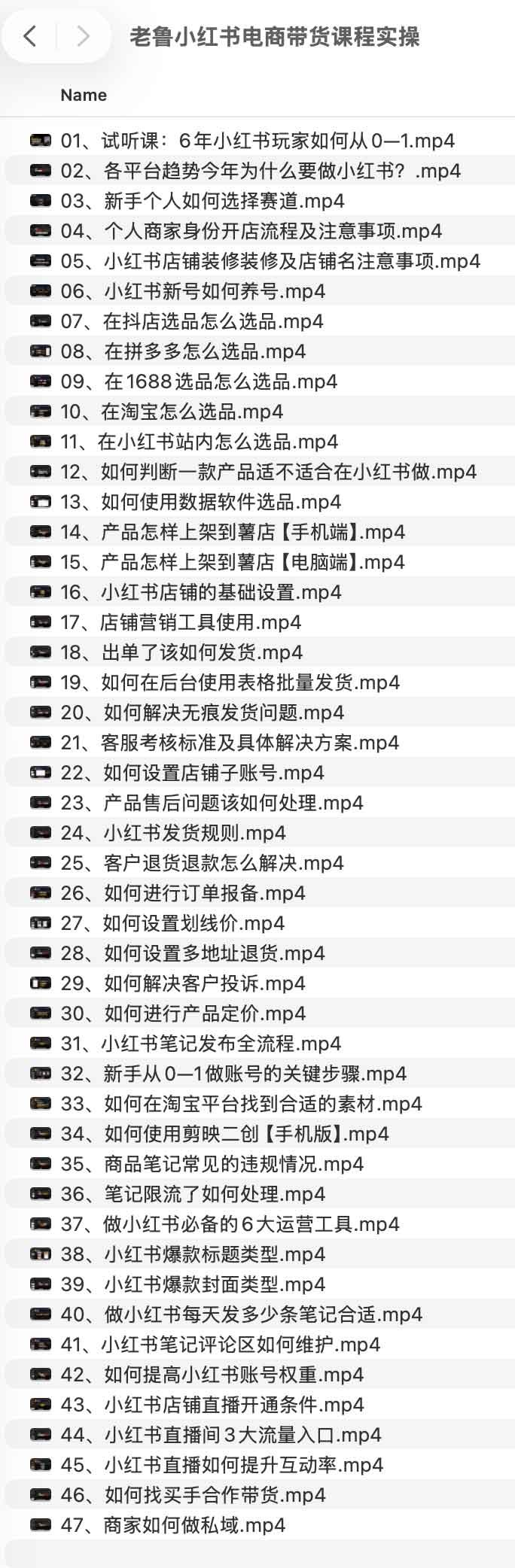 老鲁小红书电商带货课程实操【2GB】