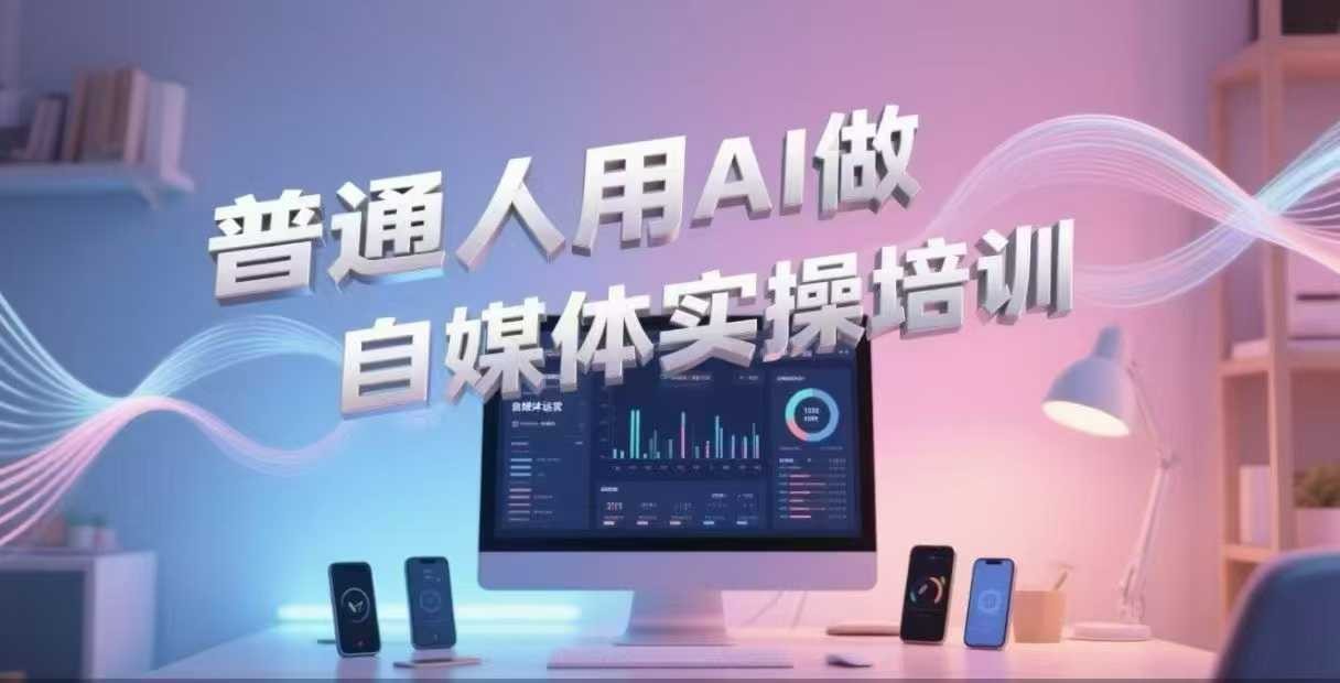 普通人用AI做自媒体实操培训,普通人一个人用ai做自媒体,视频制作、短视频引流、直播带货,轻松入门【3.4GB/MP4】