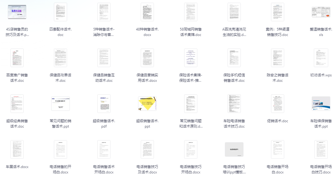 推销话术技巧合集（161份）【99.7MB】
