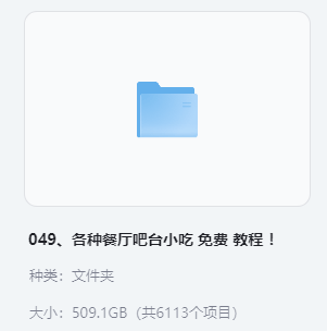小吃配方-「049、各种餐厅吧台小吃 免费 教程！」+ 509.1GB