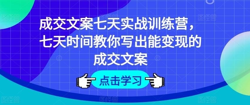 《七天教你写出能变现的成交文案》从新手到高手，让你的文字直接带来收入【1.32GB】