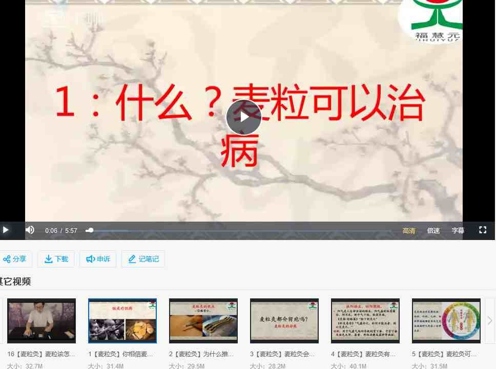 中医麦粒灸视频课程16集【450.5MB/MP4】