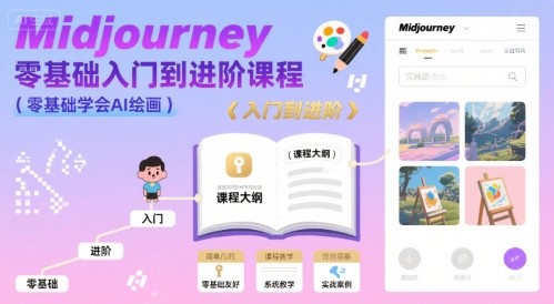 midjourney零基础入门到进阶课程，零基础学会AI绘画【230MB/MP4】