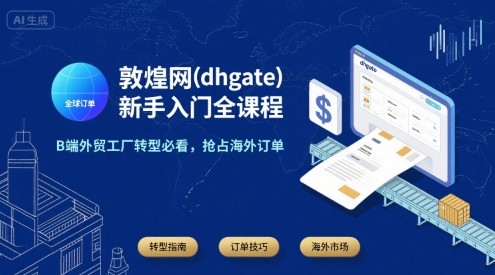 敦煌网(dhgate)新手入门全课程,B端外贸工厂转型必看,抢占海外订单【329MB/MP4】