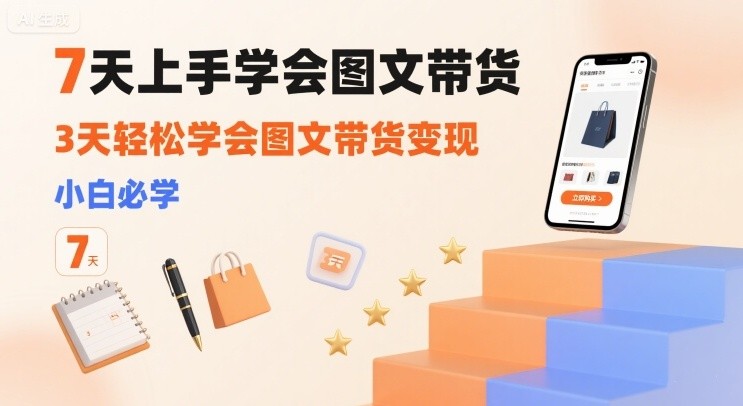 7天上手学会图文带货,3天轻松学会图文带货变现,小白必学【1.1GB/MP4】