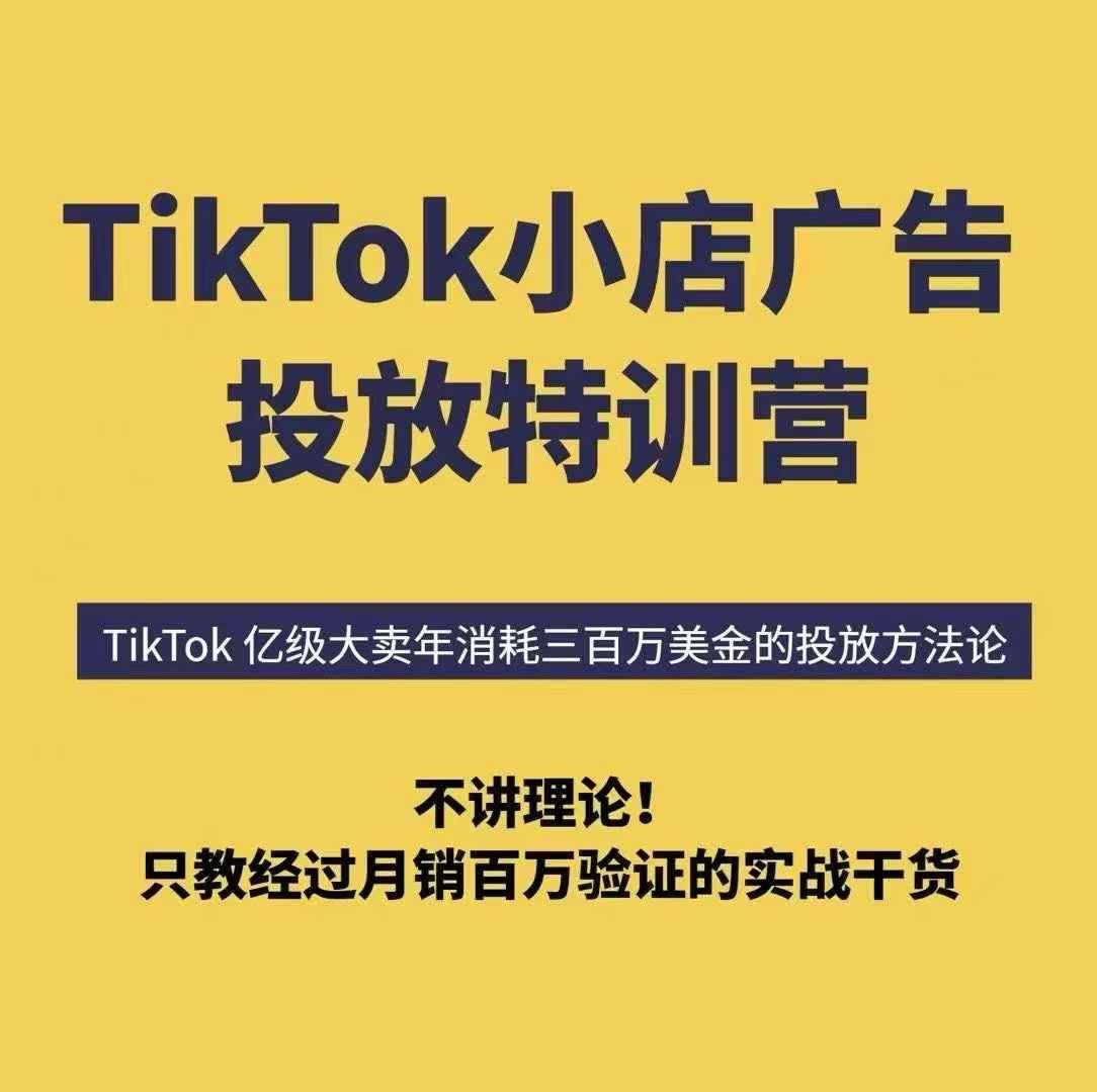 TikTok小店广告投放特训营，6天破局计划专治各种“投不动”，教你经过月销百万验证的实战干货【1.7GB/MP4】