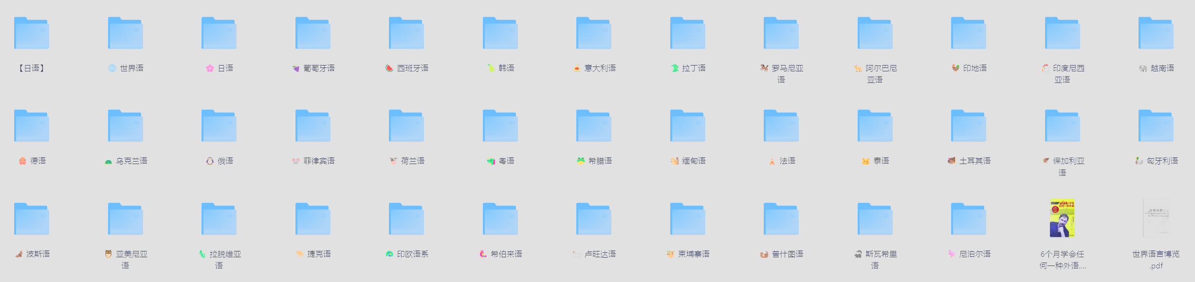 多国语言日语韩语等最新整理36门小语种零基础全套学习课程资料35639个文件1.2T
