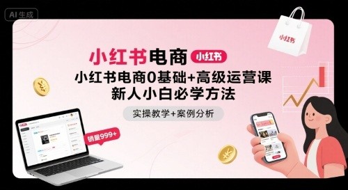 小红书电商0基础+高级运营课，新人小白必学方法，实操教学+案例分析【5.8GB/MP4】