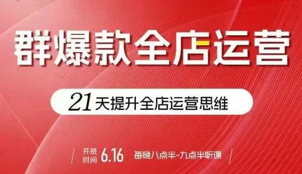 贾真电商群爆款全店运营，21天提升全店运营思维，起店、全店运营爆款不断【1.7GB/MP4】